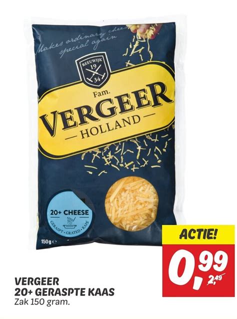 VERGEER 20 GERASPTE KAAS Zak 150 Gram Aanbieding Bij Dekamarkt