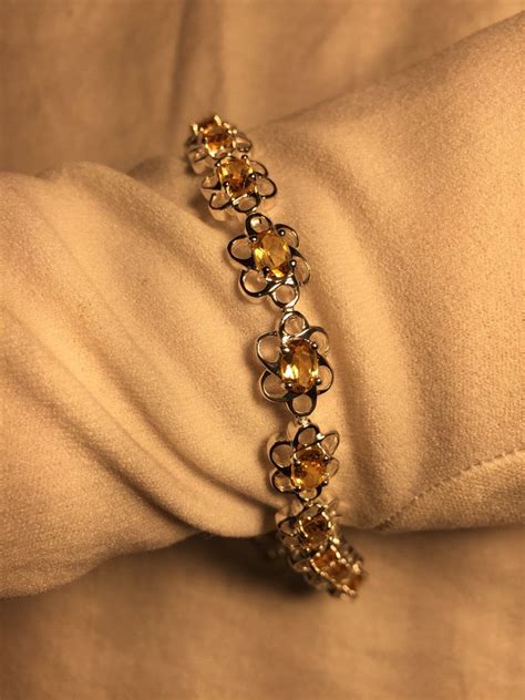 Vintage Gold Citrine Bracelet Deco Sterling Silver Tennis Etsy