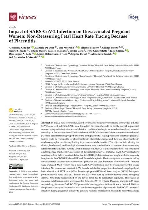 Pdf Impact Of Sars Cov Infection On Unvaccinated Pregnant Women