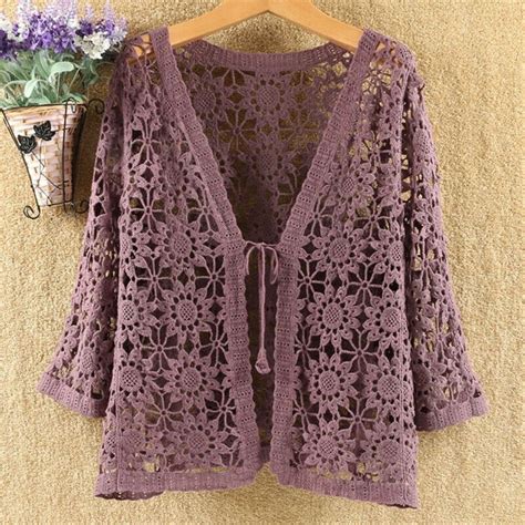 Women Lace Crochet Hollow Out Jacket Cardigan Cover Up Knitted Basic