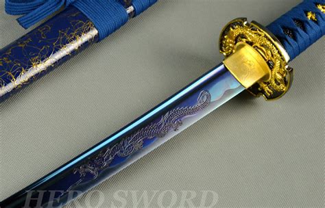 Japanese Traditional Hand Made Full Tang Blue Dragon Samurai Katana