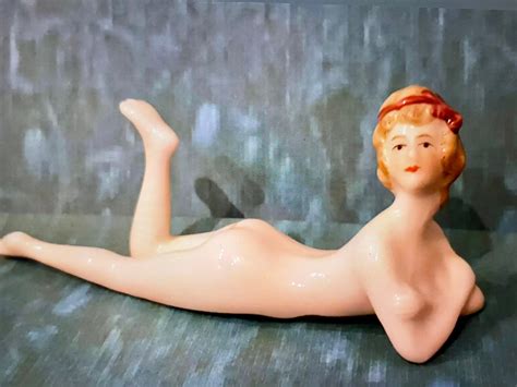 Vintage Art Deco Porcelain Nude Bathing Beauty Figurine Pin Doll S