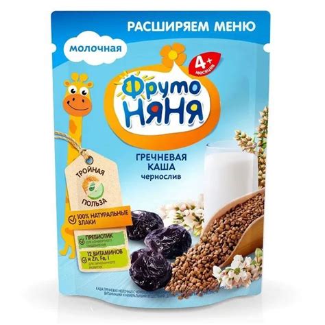 Каша ФрутоНяня молочная гречневая с черносливом с 4 месяцев 200 г * 6 ...