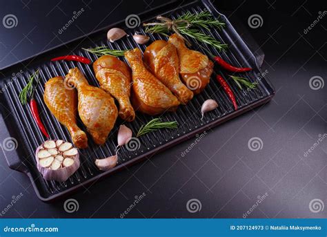 Heap Of Raw Chicken Legs Or Drumsticks With Spices Ogranic Food And