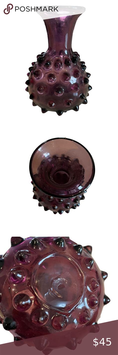 Vintage Italian Empoli Hand Blown Purple Art Glass Vase
