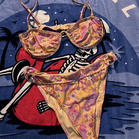 Matching Piece High Waisted Floral Bikini Bikini Depop