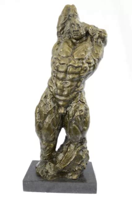 ORIGINALE IRON MAN Muscolare Nude Maschio Muscle Trofeo Bronzo Marmo Scultura EUR