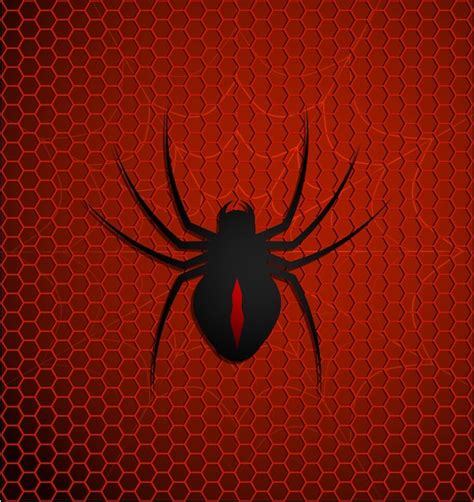 Premium Vector Black Poisonous Spider On Red Polygonal Background