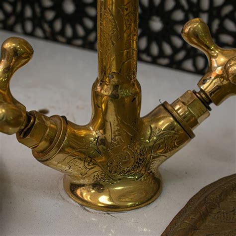 Moroccan Handmade Faucet Swan Neck Brass Copper Engraved Etsy Hand Towel Ring Moroccan