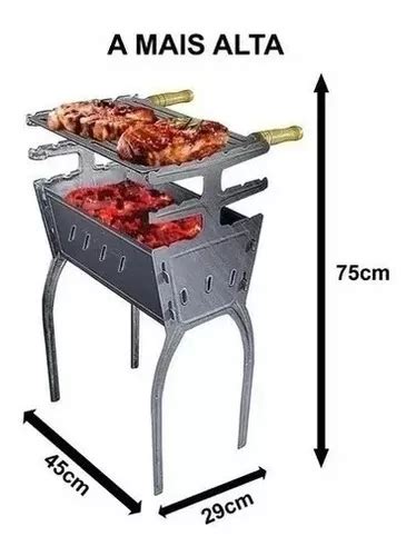 Churrasqueira Aluminio Desmontavel Alta 68cm Frete grátis