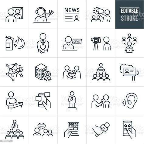 Public Relations Thin Line Icons Editable Stroke Stock Illustration ...