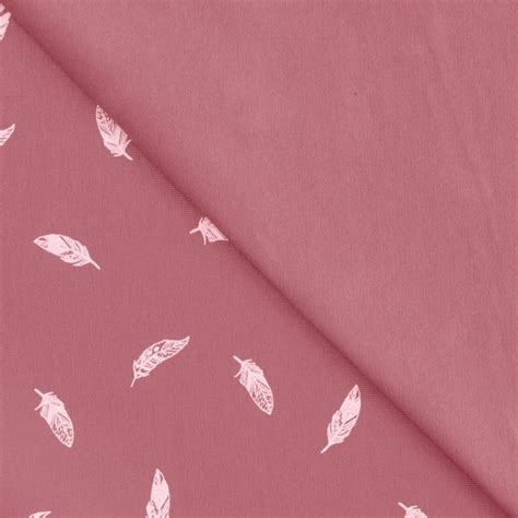 Tissu Jersey Coton Plume Rose Tissus Des Ursules