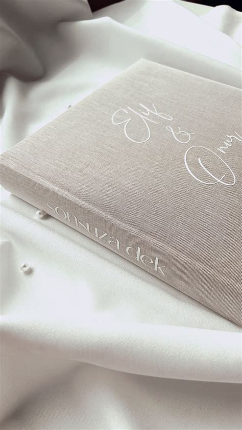 Gästebuch Fotobuch aus Leinen Hochzeit Beige Personalisiert