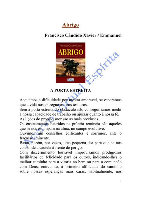 Pdf Francisco C Ndido Xavier Emmanuelbvespirita Abrigo