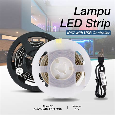 Jual Lampu Led Strip Flexible Rgb Ip With Usb Controller Meter