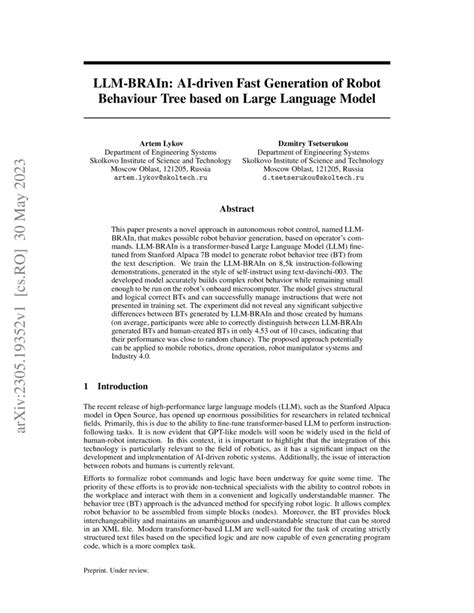 Llm Brain Ai Driven Fast Generation Of Robot Behaviour Tree Based On