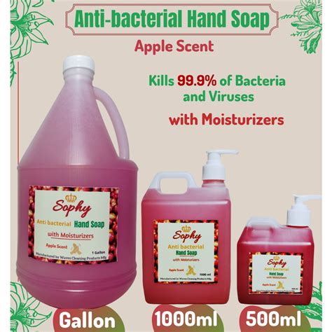 Sophy Anti Bacterial Liquid Hand Soap With Moisturizer Apple Scent Gallon 1000ml 500ml