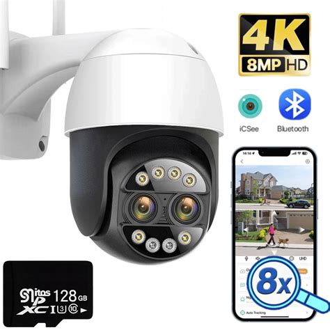 Kamera IP 4K 8MP podwójny obiektyw 8X Zoom PTZ WiFi zewnętrzny CCTV