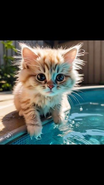 Cute Small Cat In Swimming Pool Cat Kucing Kucinglucu Viralvideo