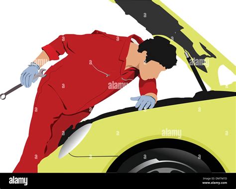 A Vector Illustration Of An Auto Mechanic Stock Vector Image And Art Alamy