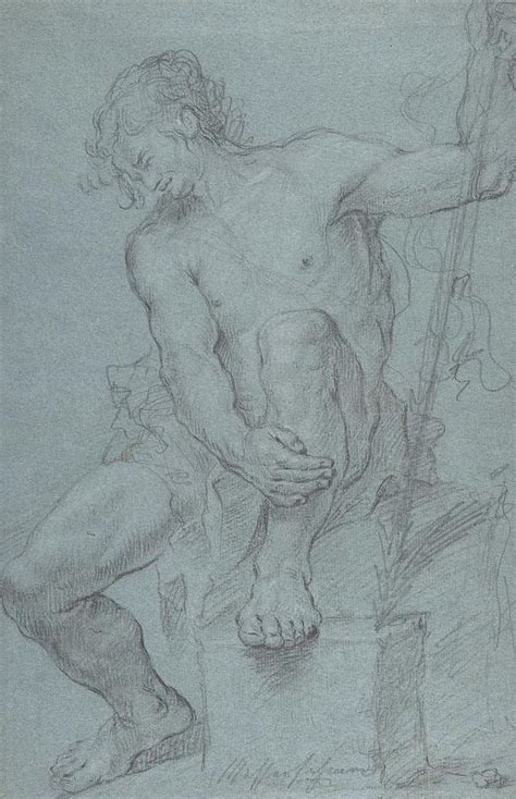 Seated Male Nude Holding A Staff By Franz Xaver Messerschmidt