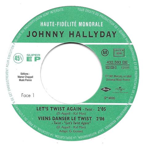 Viens Danser Le Twist De Hallyday Johnny EP Chez Kawa84 Ref 122943680