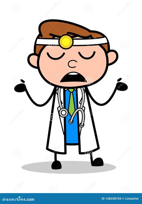 Keine Idee Berufskarikatur Doktor Vector Illustration Stock Abbildung