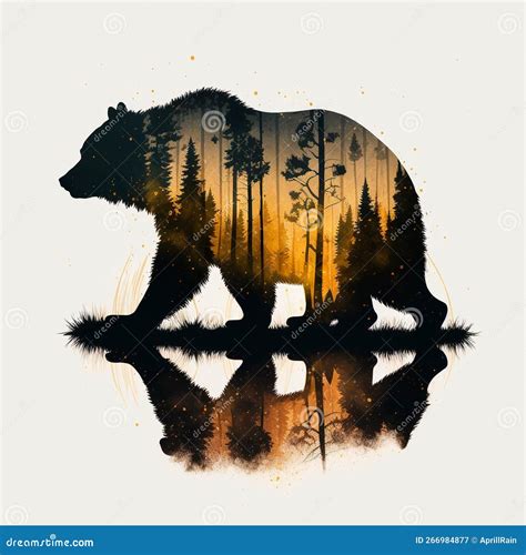 Silhouette of a Bear with the Image of a Forest Stock Illustration ...