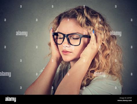 Closeup Portrait Sad Young Beautiful Woman With Worried Stressed Face