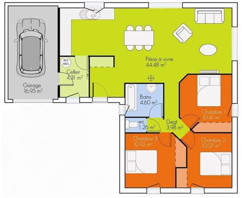 Plan Maison M Chambres Plain Pied Plan Maison Chambres