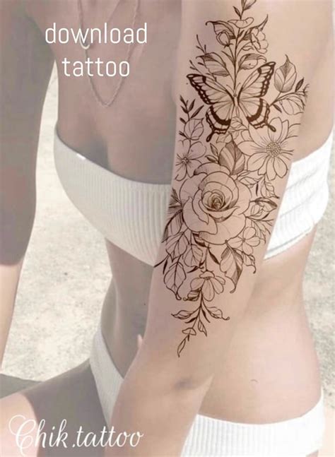 Feminine And Floral Design For Chik Tattoo Tattoo Instant Etsy Canada