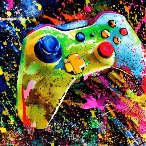 Xbox Controller with Paint Splashed Background · Creative Fabrica