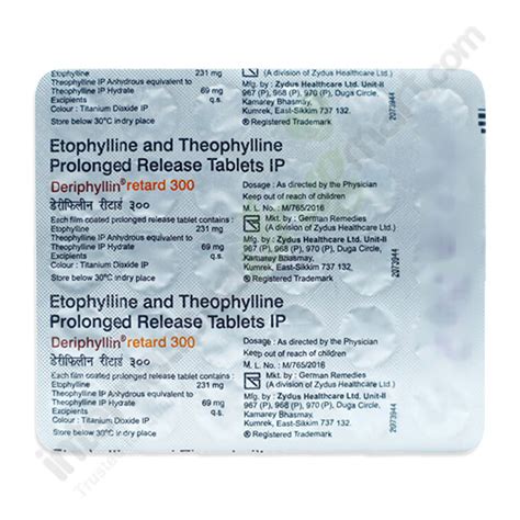 Theophylline And Etofylline 300mg Retard Tablets Online IDM