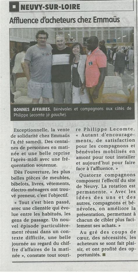 Article Jdc Grande Vente Solidaire D T Emma S Neuvy