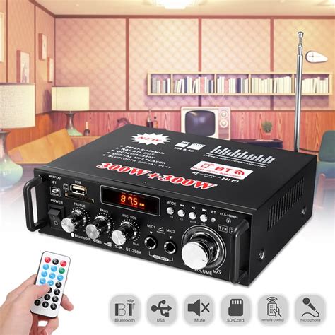 600W 2 Channel HIFI Audio Amplifier Bluetooth Stereo Power Amplifiers ...