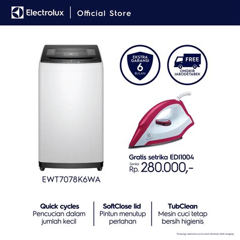 Jual Mesin Cuci Top Load Electrolux Ewt7078k6wa Ewt 7078k6wa Shopee