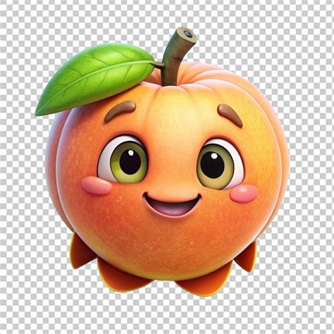 Premium Psd D Cute Cartoon Peach Sticker Transparent Background