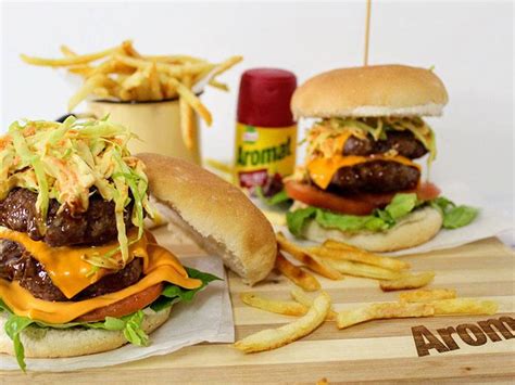 Aromat Double Cheese Slaw Beef Burger | whatsfordinner