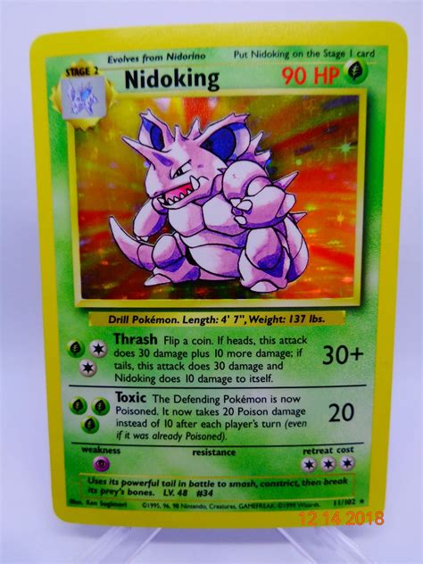 Nidoking Holo 11102 Base Set Rare Holofoil Pokemon Card Nm Unplayed