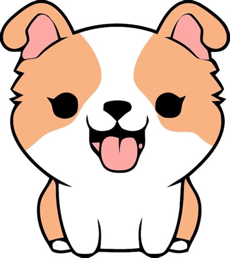 Um desenho animado de um cachorro fofo uma língua rosa Vetor Premium