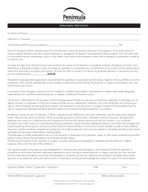 Fillable Online Authorization And Consent To Name Of Patient