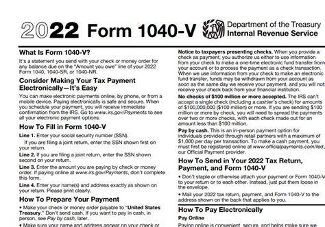 IRS Form 1040 V Payment Voucher Forms Docs 2023