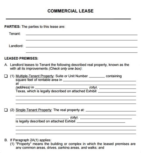 6 Free Commercial Lease Agreement Templates Excel Pdf Formats