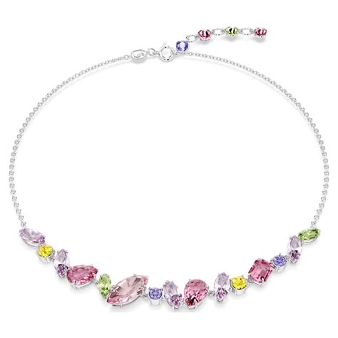 Gema Necklace Mixed Cuts Multicolored Rhodium Plated Swarovski