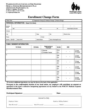 Fillable Online Enrollment Change Form Simon365 Fax Email Print