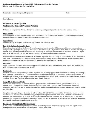 Fillable Online New Patient Intake Form Chapel Hill Primary Care Fax