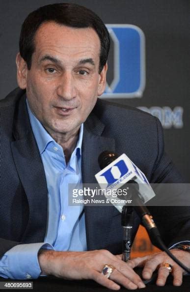 Duke University Head Basketball Coach Mike Krzyzewski Speaks With The News Photo Getty Images