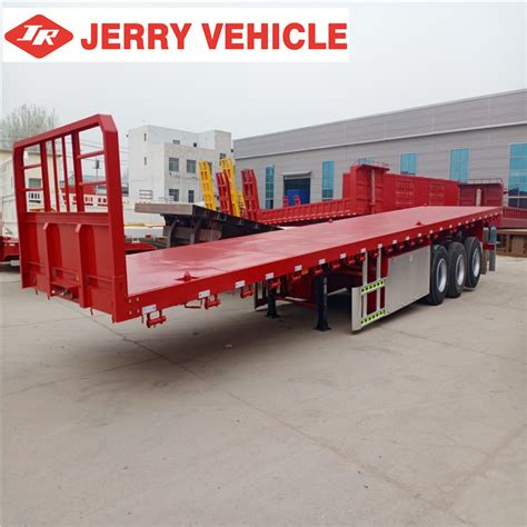 Axles Ft Container Transport Platform Flatbed Semi Trailer With