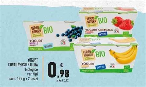 YOGURT CONAD VERSO NATURA Biologico Vari Tipi Conf 125 G X 2 Pezzi