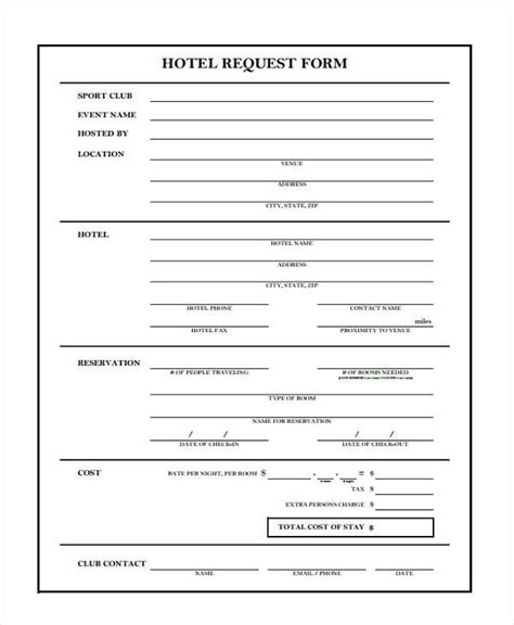 Printable Hotel Check In Form - Printable Forms Free Online